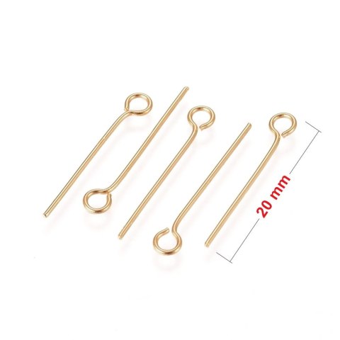 Szpilki z oczkiem stal chirurgiczna 20mm 0,6mm 10szt Szpilki z oczkiem stal chirurgiczna 20mm 0,6mm 10szt