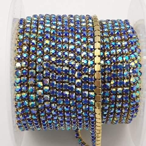 Łańcuszek taśma z kryształkami 2mm 30 cm Sapphire AB A24 Łańcuszek taśma z kryształkami 2mm 30 cm Sapphire AB A24
