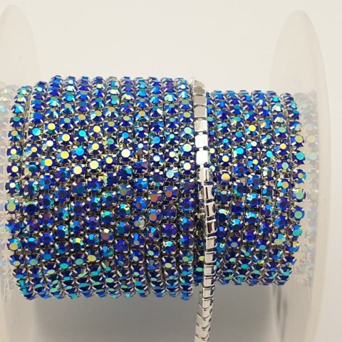 Łańcuszek taśma z kryształkami 2mm 30 cm Sapphire AB AA2 Łańcuszek taśma z kryształkami 2mm 30 cm Sapphire AB AA2