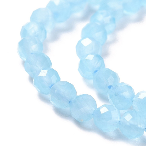 Kocie oko szklane fasetowane 3 mm sznur light sky blue Kocie oko szklane fasetowane 3 mm sznur light sky blue