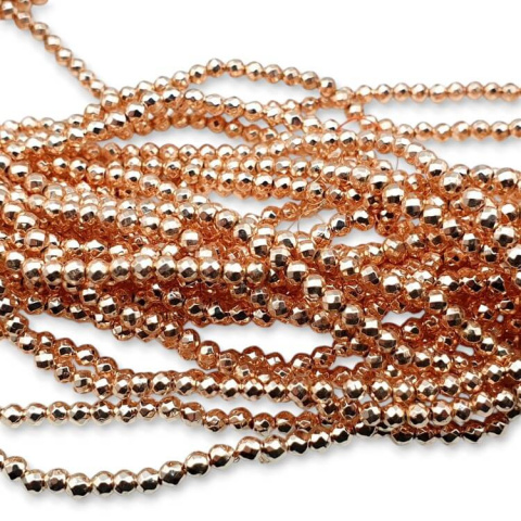 Hematyt rose gold kula fasetowana 3 mm sznur Hematyt rose gold kula fasetowana 3 mm sznur