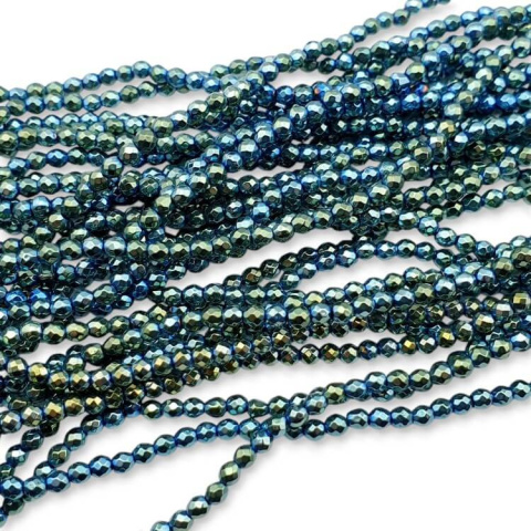 Hematyt zielony kula fasetowana 3 mm sznur Hematyt zielony kula fasetowana 3 mm sznur