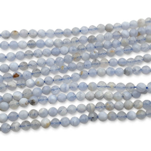 Agat blue lace kula fasetowana 4 mm sznur Agat blue lace kula fasetowana 4 mm sznur
