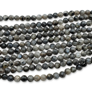 Larvikite kula fasetowana 4 mm sznur