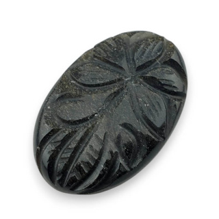 Obsydian złoty kaboszon carved 31x21 mm nr 20