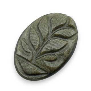 Obsydian złoty kaboszon carved 32x22 mm nr 4