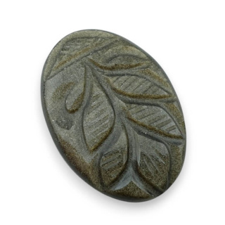 Obsydian złoty kaboszon carved 32x22 mm nr 4