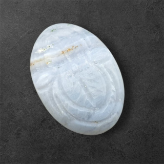 Agat blue lace kaboszon carved 30x21 mm nr 5