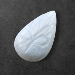 Agat blue lace kaboszon carved 26x16 mm nr 23