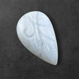 Agat blue lace kaboszon carved 26x16 mm nr 23