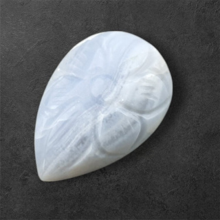Agat blue lace kaboszon carved 26x18 mm nr 45