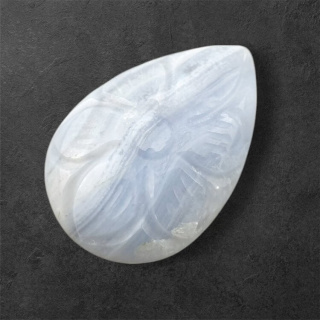 Agat blue lace kaboszon carved 26x18 mm nr 45