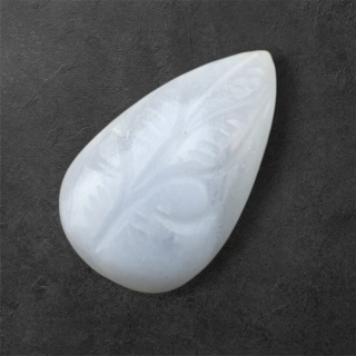 Agat blue lace kaboszon carved 28x16 mm nr 25