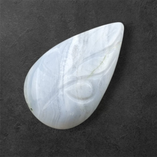 Agat blue lace kaboszon carved 29x17 mm nr 32