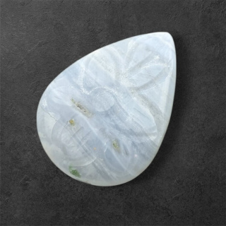 Agat blue lace kaboszon carved 30x22 mm nr 37
