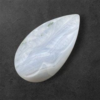 Agat blue lace kaboszon carved 31x17 mm nr 28