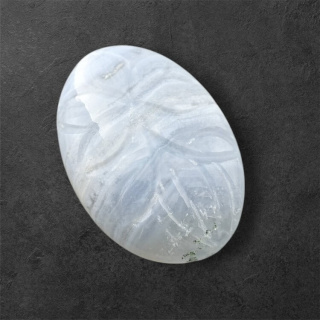 Agat blue lace kaboszon carved 31x22 mm nr 29