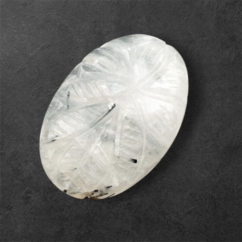 Kwarc z turmalinem kaboszon carved 29x19 mm nr 23 Kwarc z turmalinem kaboszon carved 29x19 mm nr 23