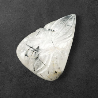 Kwarc z turmalinem kaboszon carved 30x21 mm nr 24