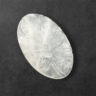 Kwarc z turmalinem kaboszon carved 31x19 mm nr 33