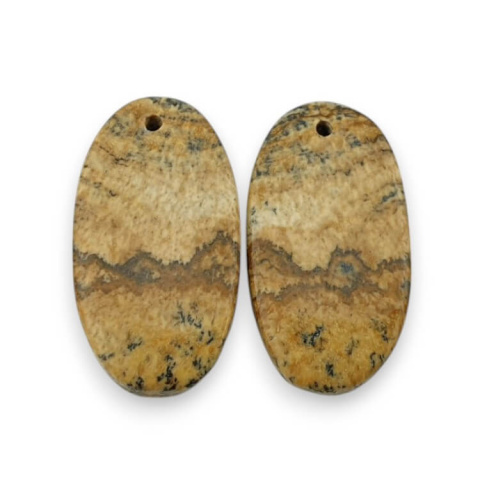 Jaspis krajobrazowy para kaboszonów z dziurką 24x13 mm nr P744 Jaspis krajobrazowy para kaboszonów z dziurką 24x13 mm nr P744