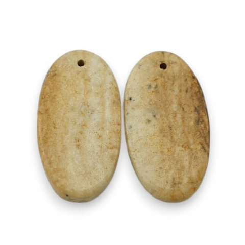 Jaspis krajobrazowy para kaboszonów z dziurką 24x13 mm nr P767