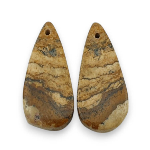 Jaspis krajobrazowy para kaboszonów z dziurką 26x11 mm nr P757 Jaspis krajobrazowy para kaboszonów z dziurką 26x11 mm nr P757