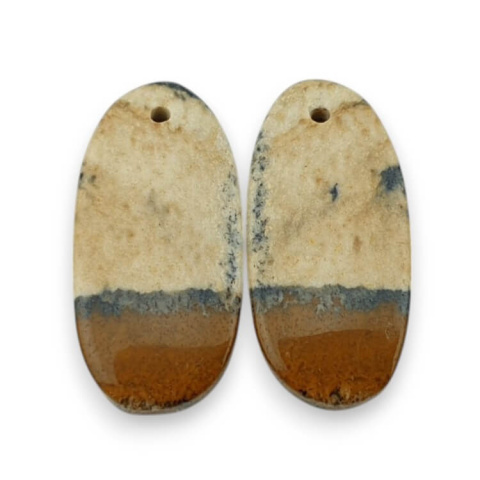 Jaspis krajobrazowy para kaboszonów z dziurką 26x13 mm nr P770 Jaspis krajobrazowy para kaboszonów z dziurką 26x13 mm nr P770