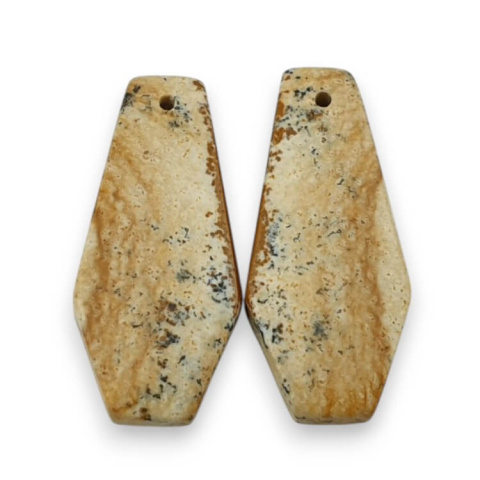 Jaspis krajobrazowy para kaboszonów z dziurką 27x12 mm nr P750 Jaspis krajobrazowy para kaboszonów z dziurką 27x12 mm nr P750