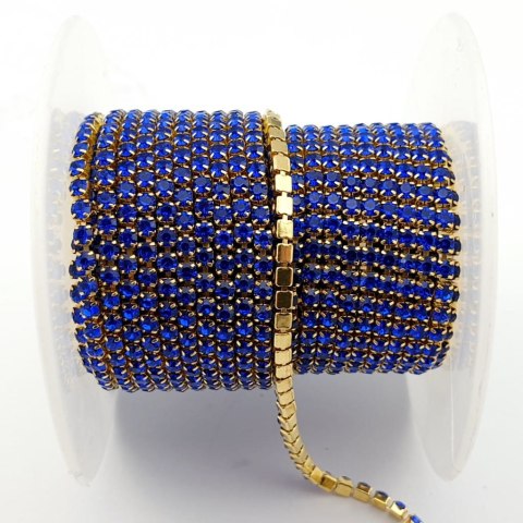 Łańcuszek taśma z kryształkami 2mm 30 cm Sapphire A5 Łańcuszek taśma z kryształkami 2mm 30 cm Sapphire A5