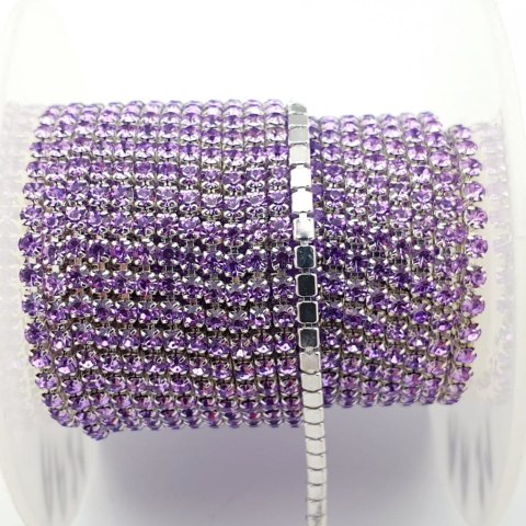 Łańcuszek taśma z kryształkami 2mm 30 cm Violet AA21 Łańcuszek taśma z kryształkami 2mm 30 cm Violet AA21