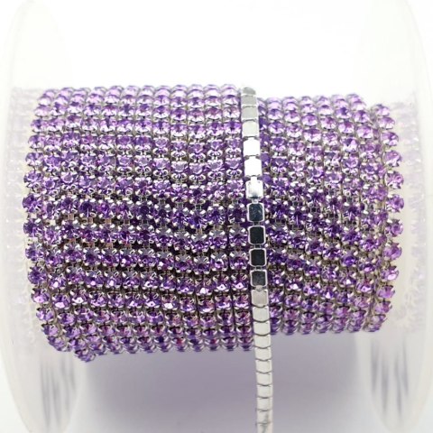 Łańcuszek taśma z kryształkami 2mm 30 cm Violet AA21 Łańcuszek taśma z kryształkami 2mm 30 cm Violet AA21