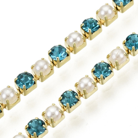 Łańcuszek taśma z kryształkami 2mm 30 cm Aquamarine GP3 Łańcuszek taśma z kryształkami 2mm 30 cm Aquamarine GP3