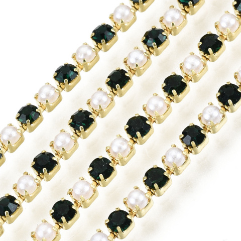 Łańcuszek taśma z kryształkami 2mm 30 cm Emerald GP18 Łańcuszek taśma z kryształkami 2mm 30 cm Emerald GP18