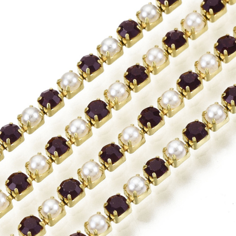 Łańcuszek taśma z kryształkami 2mm 30 cm Amethyst GP11 Łańcuszek taśma z kryształkami 2mm 30 cm Amethyst GP11