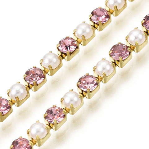 Łańcuszek taśma z kryształkami 2mm 30 cm Pink GP17 Łańcuszek taśma z kryształkami 2mm 30 cm Pink GP17