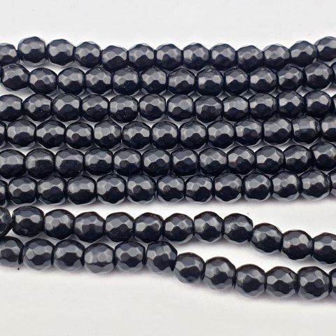 Onyks czarny agat kula fasetowana 6 mm sznur Onyks czarny agat kula fasetowana 6 mm sznur