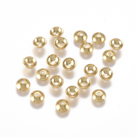 Czapeczki do koralików stal szlachetna 4 mm 10 szt kolor złoty Czapeczki do koralików stal szlachetna 4 mm 10 szt kolor złoty