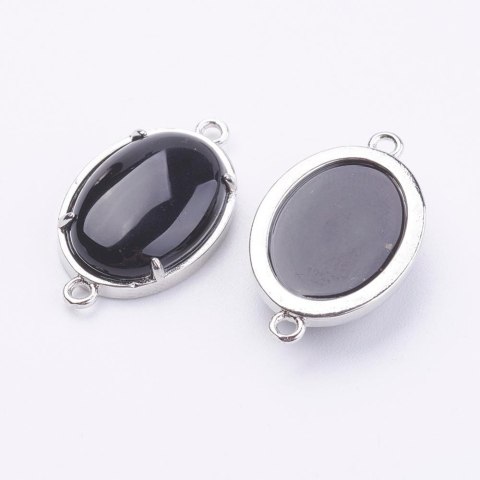 Onyks czarny agat łącznik 25x15 mm 1 szt Onyks czarny agat łącznik 25x15 mm 1 szt
