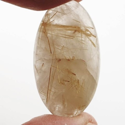 Kwarc z rutylem kaboszon 28x16 mm nr 13 Kwarc z rutylem kaboszon 28x16 mm nr 13
