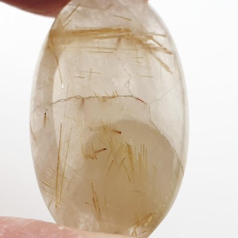 Kwarc z rutylem kaboszon 28x16 mm nr 13 Kwarc z rutylem kaboszon 28x16 mm nr 13