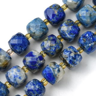 Lapis lazuli koralik kostka fasetowana z dziurką 8x8 mm 4 szt.